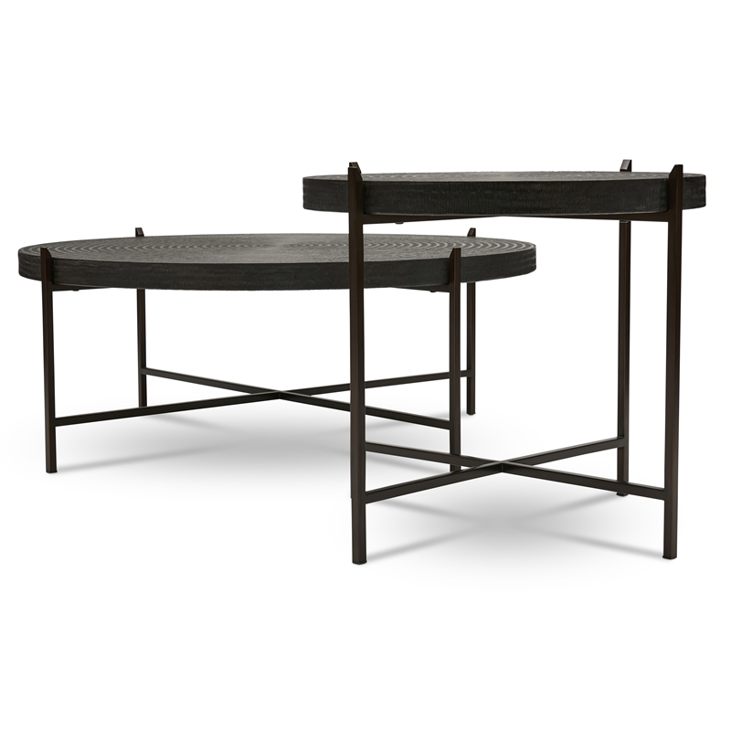 Urbia IE Series Sanskrit Coffee Table in Antique Copper Top Bronze Frame