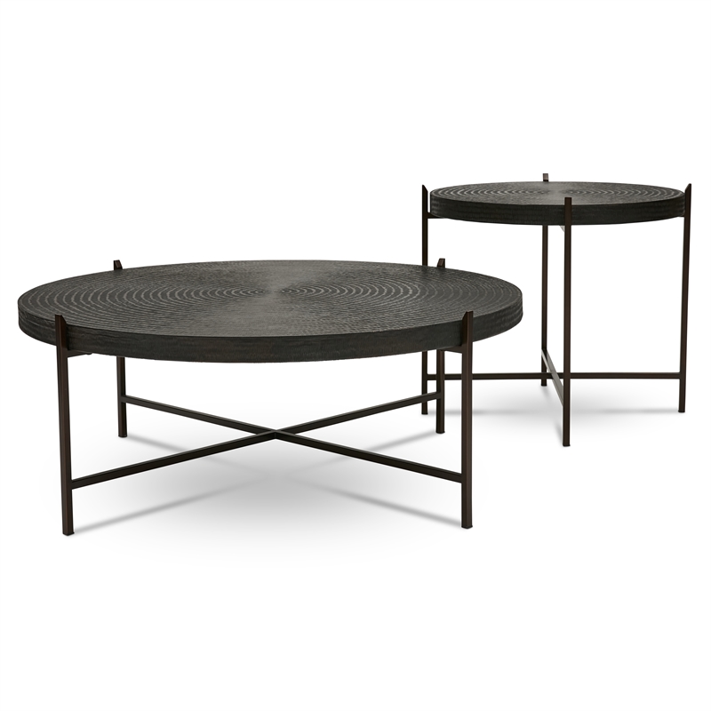 Urbia IE Series Sanskrit End Table in Antique Copper Bronze Frame