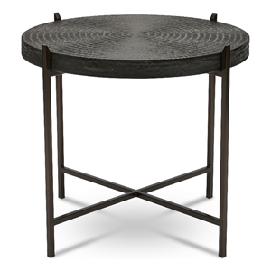 Urbia IE Series Sanskrit End Table in Antique Copper Bronze Frame