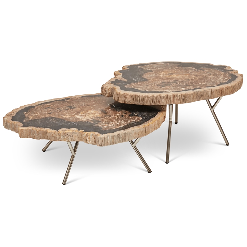 Urbia Relique Lastra Coffee Table in Stainless Steel Legs/Dark Top (Set of 2)