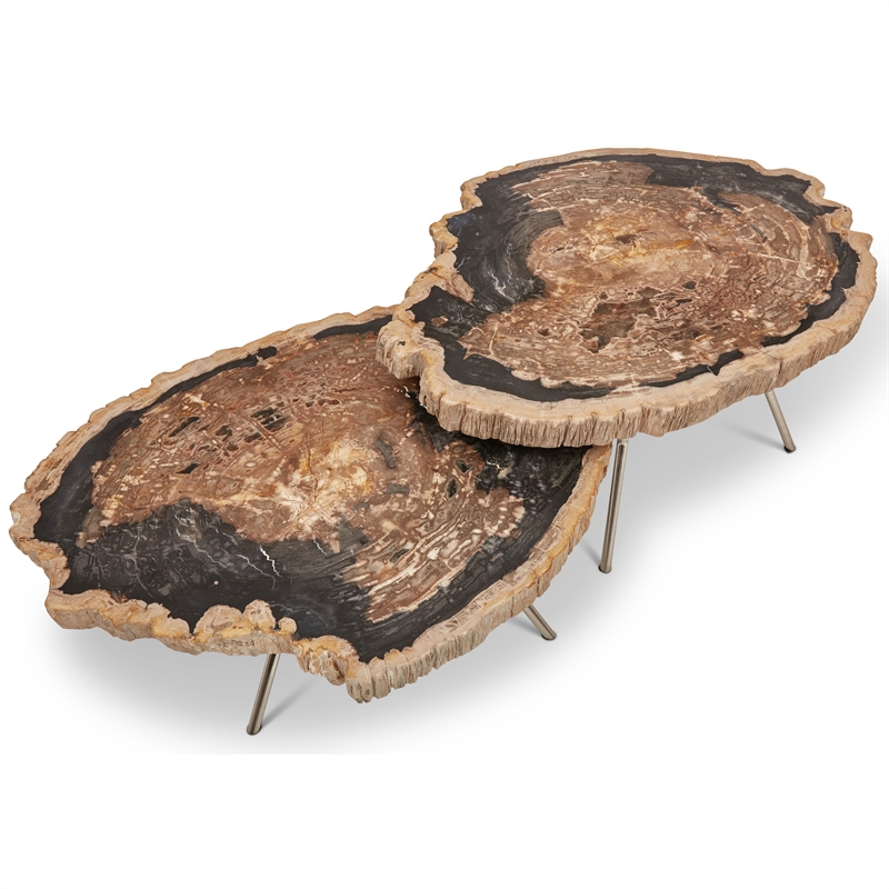 Urbia Relique Lastra Coffee Table in Stainless Steel Legs/Dark Top (Set of 2)