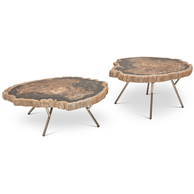Urbia Relique Lastra Coffee Table in Stainless Steel Legs/Dark Top (Set of 2)