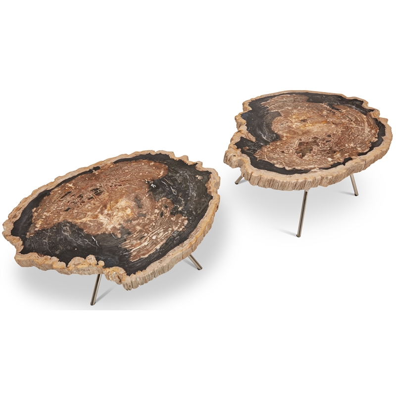 Urbia Relique Lastra Coffee Table in Stainless Steel Legs/Dark Top (Set of 2)