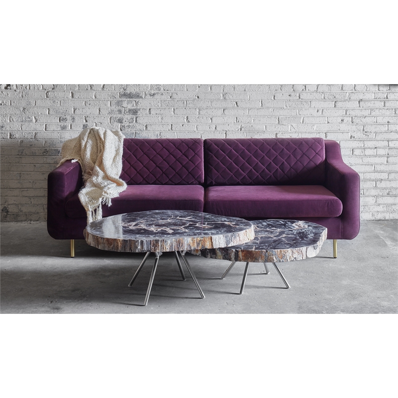 Urbia Relique Lastra Coffee Table in Stainless Steel Legs/Dark Top (Set of 2)