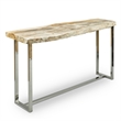 Urbia Relique Raw Console in Polished Stainless Steel Frame Natural Light Top