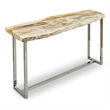 Urbia Relique Raw Console in Polished Stainless Steel Frame Natural Light Top