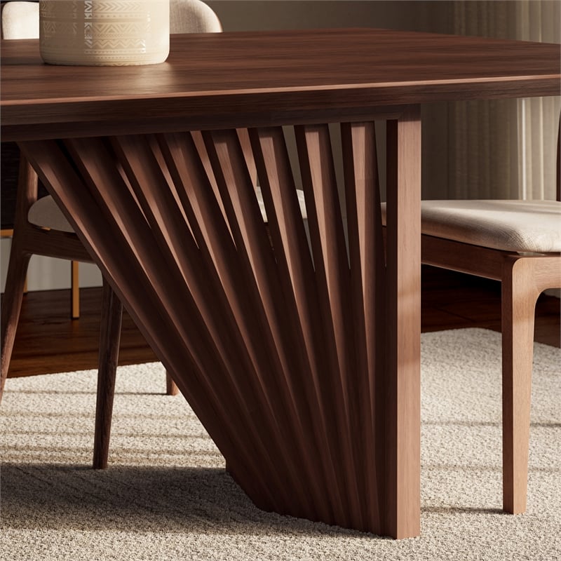 Urbia Modern Brazilian Laguna Wooden Top Dining Table in Nogal Frame