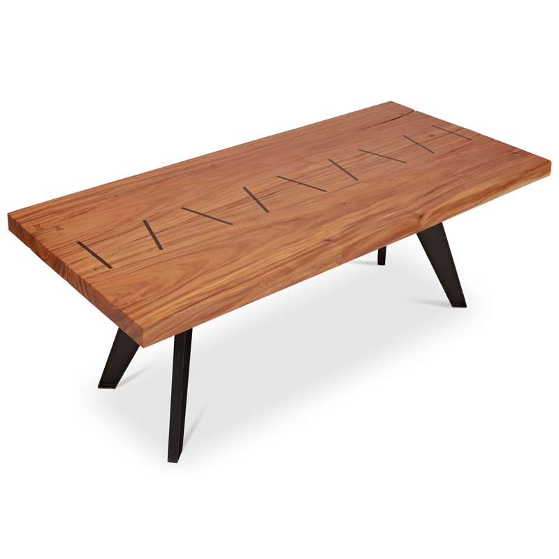 Urbia Furniture Naturals Cross Dining Table in Black Legs Natural Chamcha Top