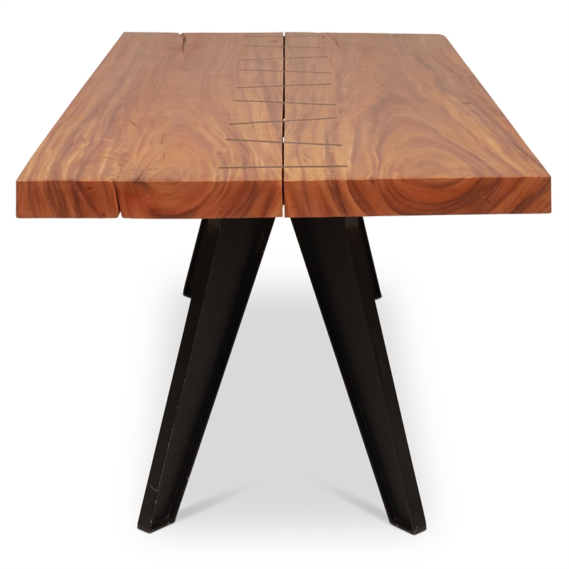 Urbia Furniture Naturals Cross Dining Table in Black Legs Natural Chamcha Top