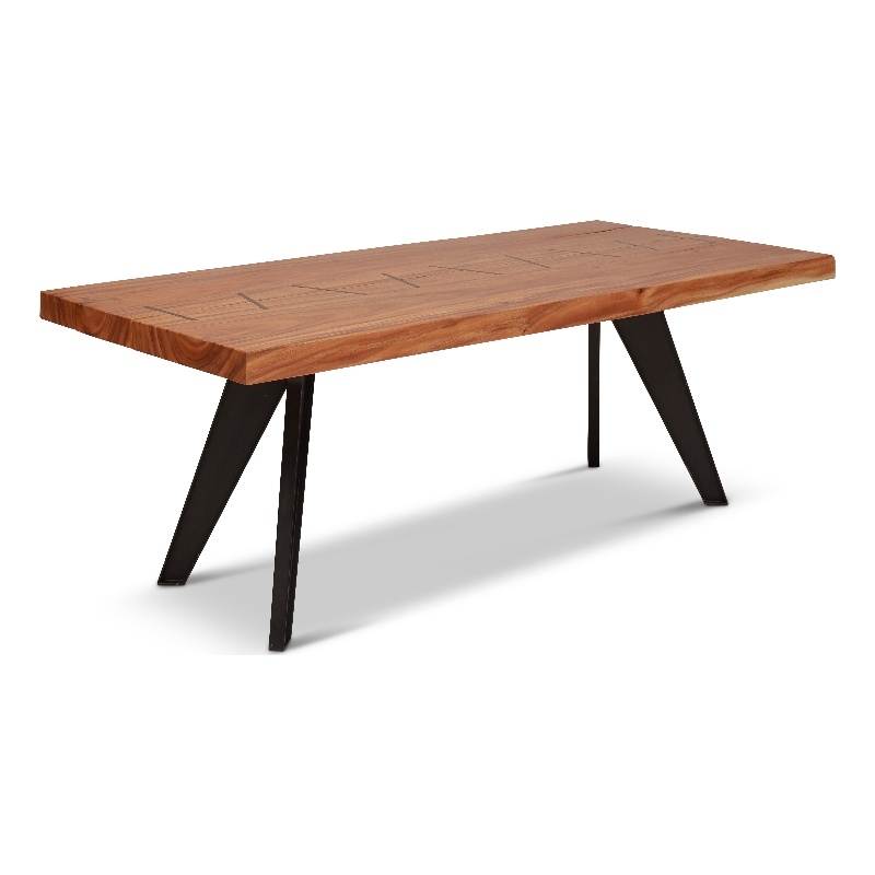 Urbia Furniture Naturals Cross Dining Table in Black Legs Natural Chamcha Top
