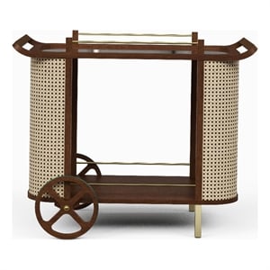 Urbia Modern Brazilian Dinda Bar Cart in Neutral Brown Frame
