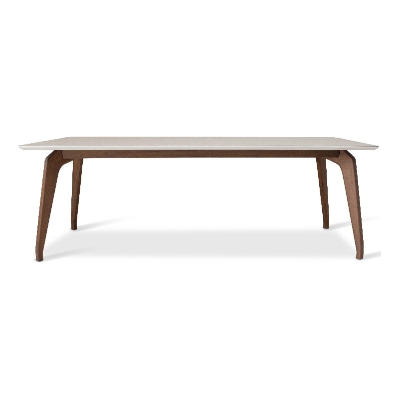 Urbia Modern Brazilian Giane Dining Table in Nogal Base in Off White Top