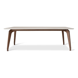 Urbia Modern Brazilian Giane Dining Table in Nogal Base in Off White Top