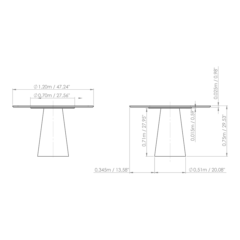 Urbia Modern Brazilian Mona Glass Top Round Dining Table in Off White/Nevoa