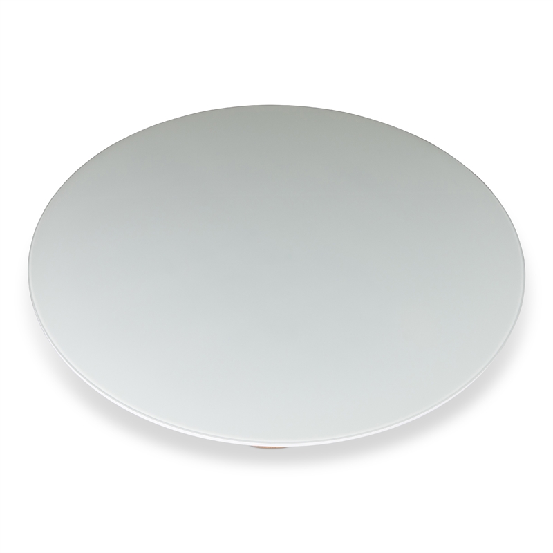 Urbia Modern Brazilian Mona Glass Top Round Dining Table in Branco/Damasco