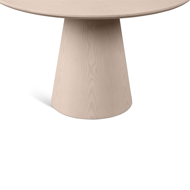 Urbia Furniture Modern Brazilian Mona Wood Top Round Dining Table in Nevoa