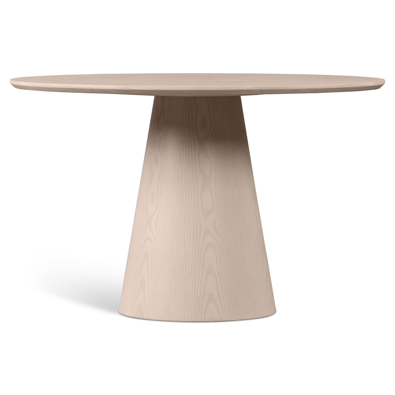 Urbia Furniture Modern Brazilian Mona Wood Top Round Dining Table in Nevoa