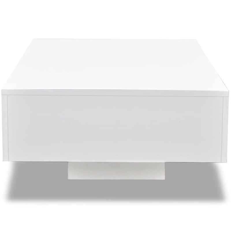vidaXL Modern Rectangular Coffee Table in High Gloss White