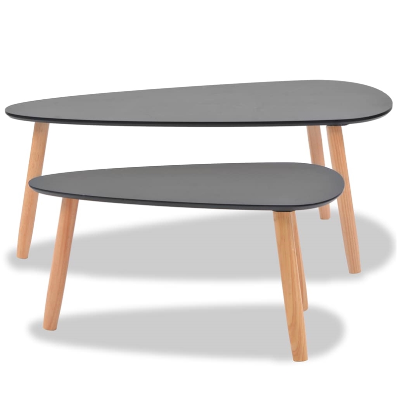 vidaXL 2 Piece Scandinavian Coffee Table in Black