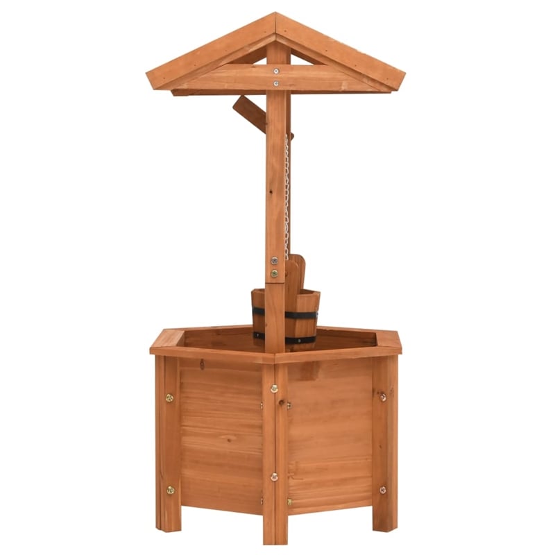 vidaXL Firwood Wishing Well Planter in Brown