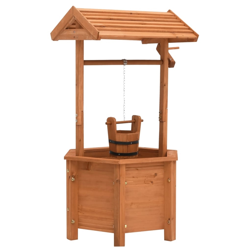 vidaXL Firwood Wishing Well Planter in Brown
