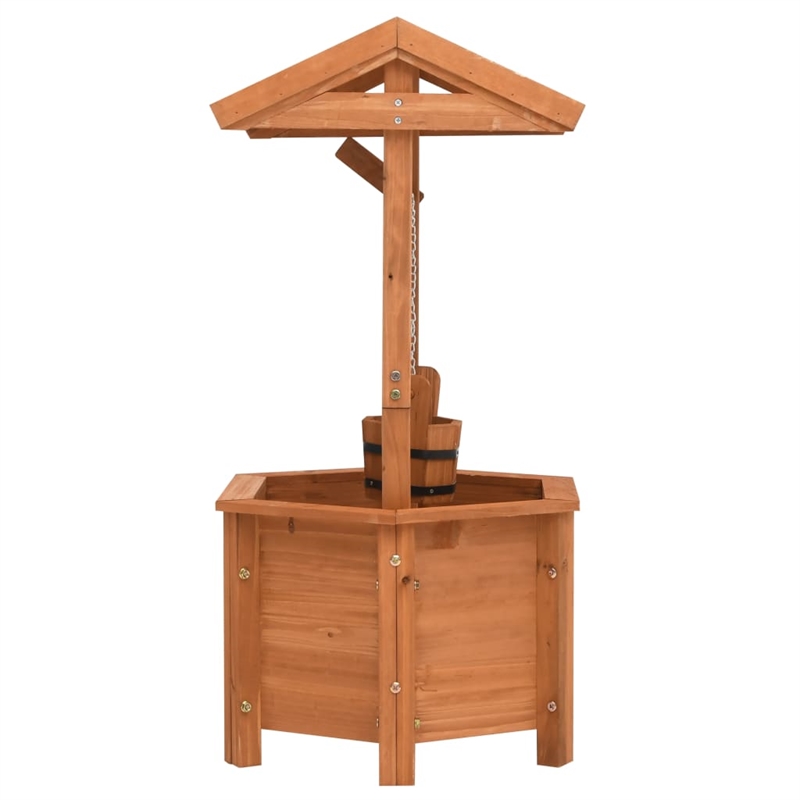 vidaXL Firwood Wishing Well Planter in Brown