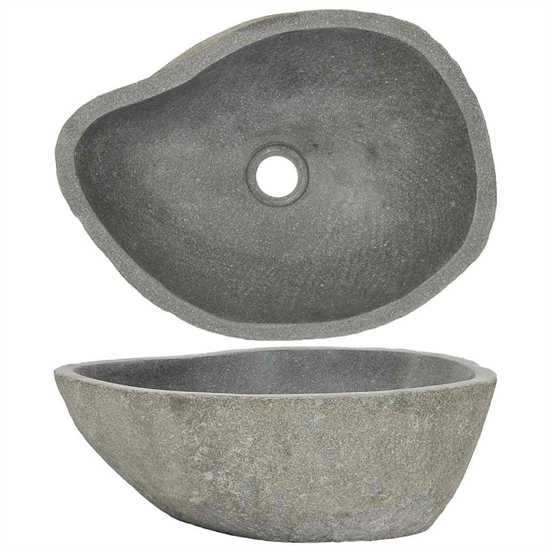 vidaXL River Stone Oval Basin in Gray