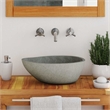 vidaXL River Stone Oval Basin in Gray