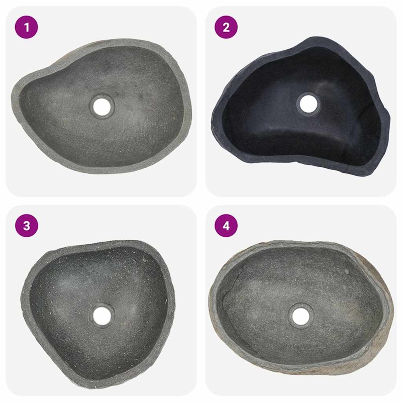 vidaXL River Stone Oval Basin in Gray