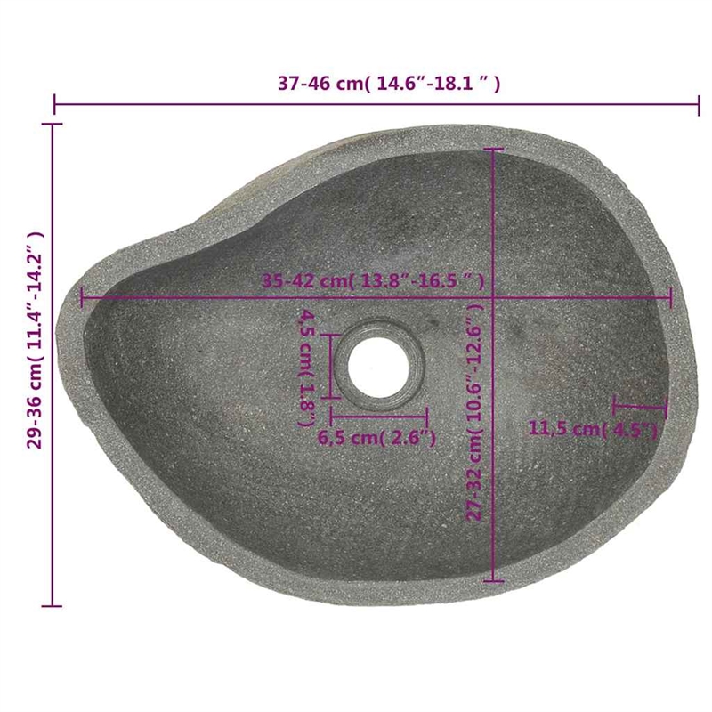 vidaXL River Stone Oval Basin in Gray