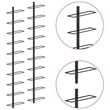 vidaXL 2 Pc 20 Bottles Metal Wall-Mounted Wine Racks in Black