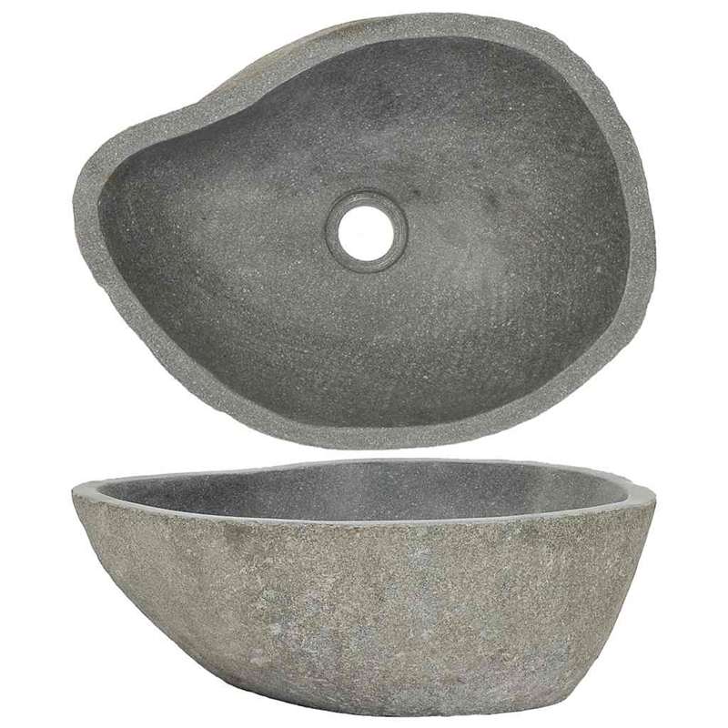 vidaXL River Stone Oval Basin in Gray