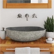 vidaXL River Stone Oval Basin in Gray