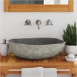 vidaXL River Stone Oval Basin in Gray