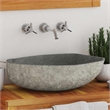 vidaXL River Stone Oval Basin in Gray
