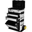 vidaXL 3-Part Rolling Tool Box With 2 Wheels in Black and Silver