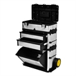 vidaXL 3-Part Rolling Tool Box With 2 Wheels in Black and Silver
