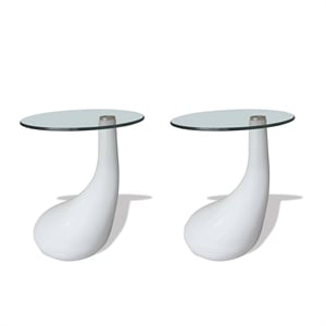vidaXL 2 Piece Tempered Fiberglass Coffee Table in High Gloss White