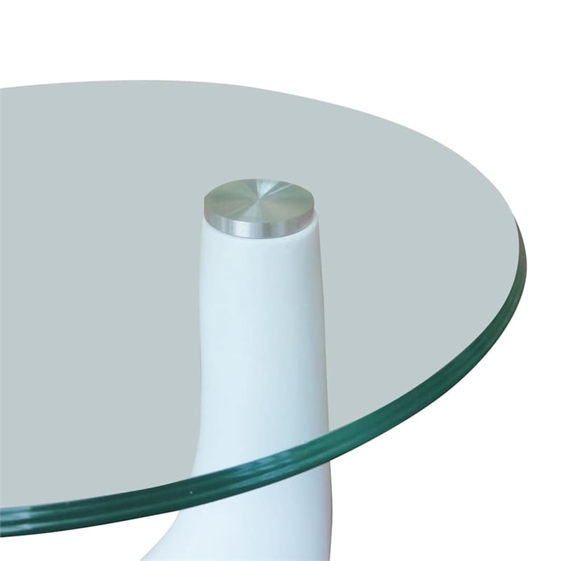 vidaXL 2 Piece Tempered Fiberglass Coffee Table in High Gloss White