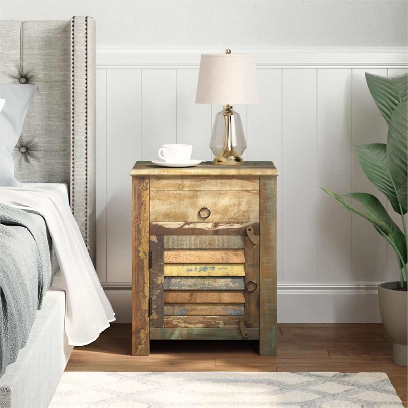 vidaXL Vintage Reclaimed Solid Compact End Table in Multicolor