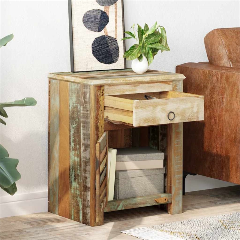 vidaXL Vintage Reclaimed Solid Compact End Table in Multicolor
