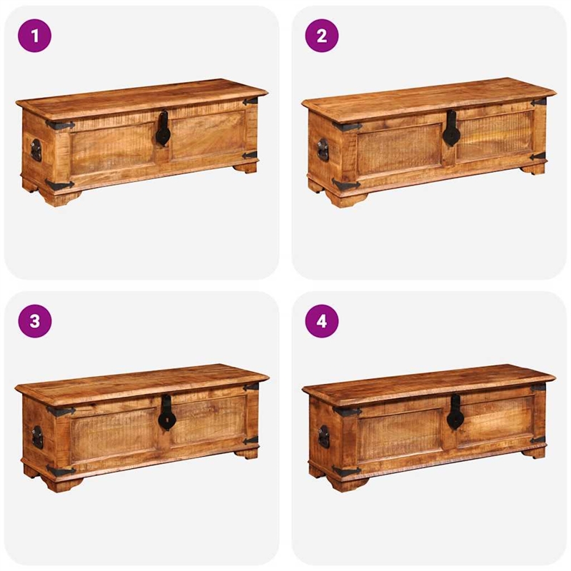 vidaXL Grains Solid Mango Wood Storage Chest in Brown