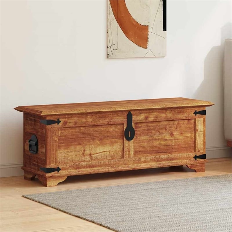 vidaXL Grains Solid Mango Wood Storage Chest in Brown