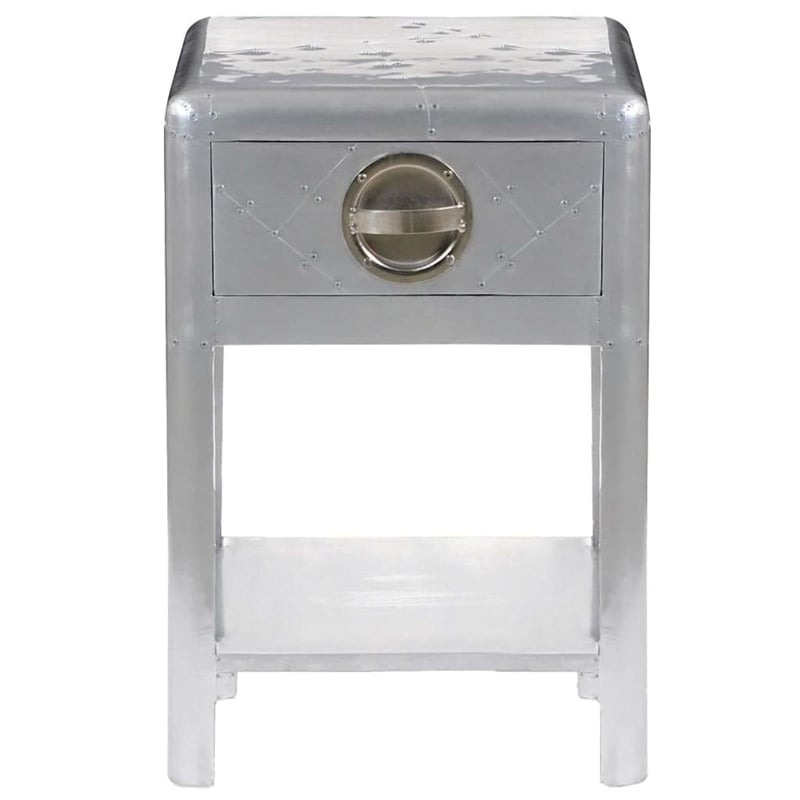 vidaXL Wood Frame w/ Aluminum Paneling Compact End Table in Silver