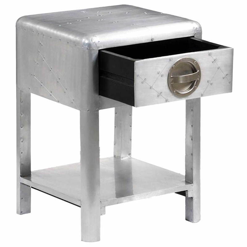 vidaXL Wood Frame w/ Aluminum Paneling Compact End Table in Silver