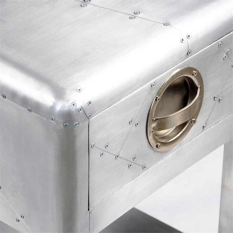 vidaXL Wood Frame w/ Aluminum Paneling Compact End Table in Silver