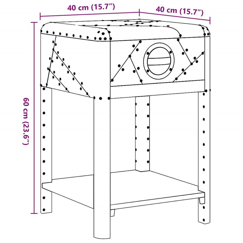 vidaXL Wood Frame w/ Aluminum Paneling Compact End Table in Silver