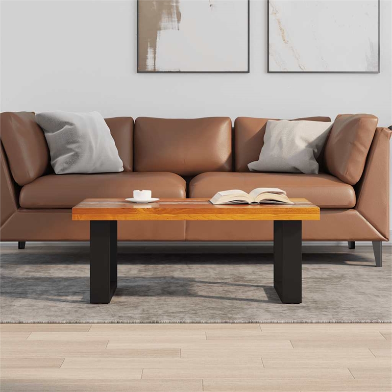 vidaXL Solid Teak and Mango Wood Coffee Table in Multicolour/Clear