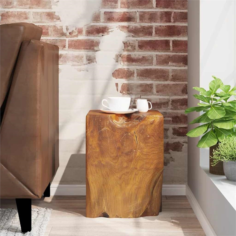 vidaXL Medium-Sized Statement Piece Solid Teak Wood Stool in Brown