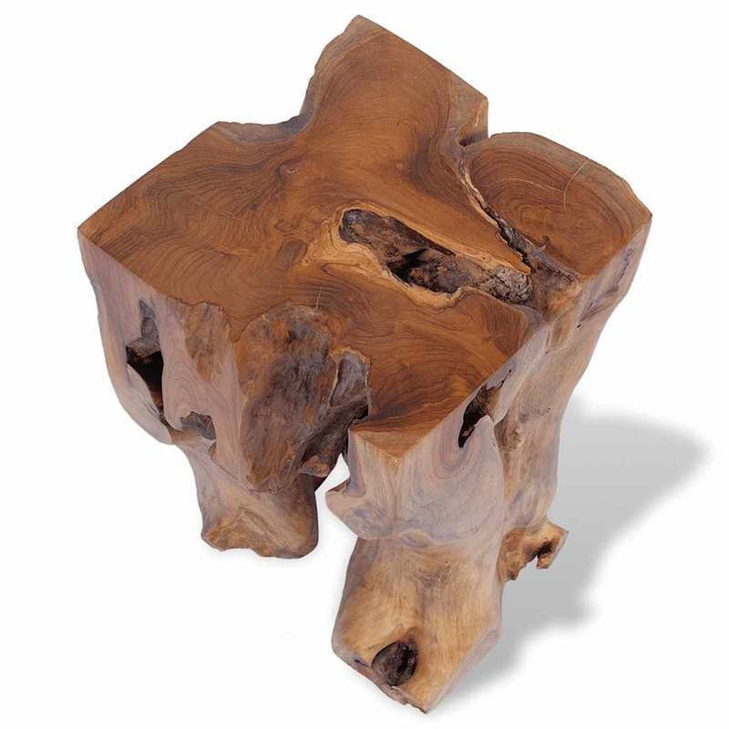 vidaXL Medium-Sized Statement Piece Solid Teak Wood Stool in Brown